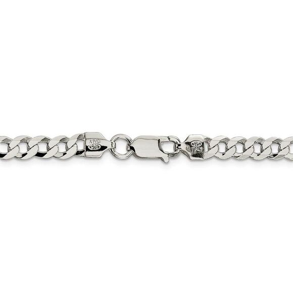 Men's 5.75mm Sterling Silver Solid Flat Curb Chain Necklace, 24 Inch - Picture 4 of 8
